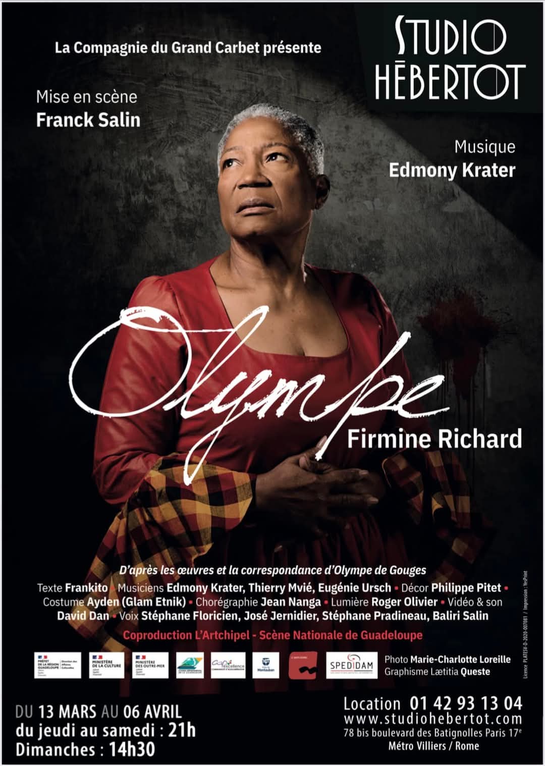 Affiche de la pièce Olympe avec Firmine Richard