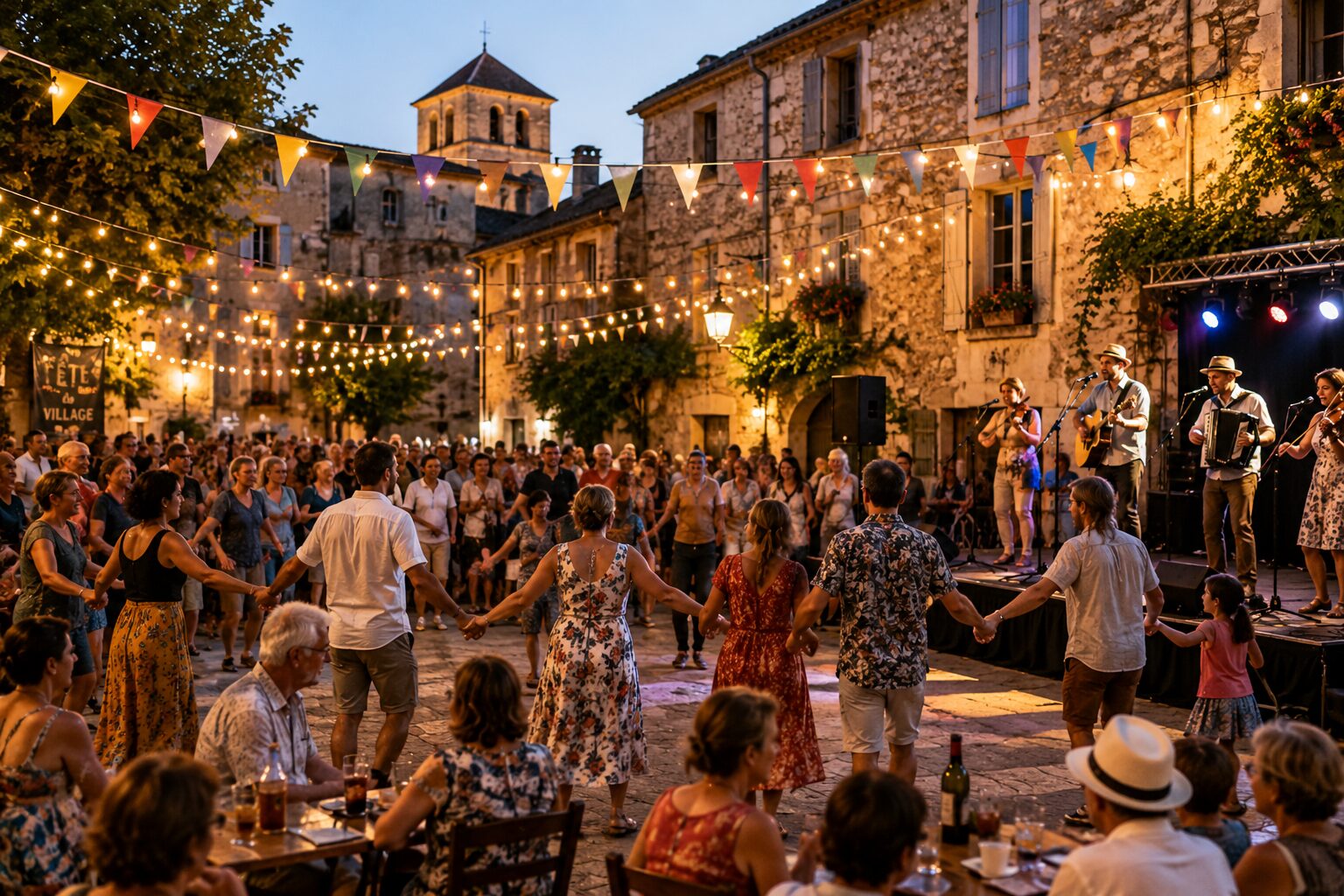 Fête locale d’été avec musique, patrimoine et habitants